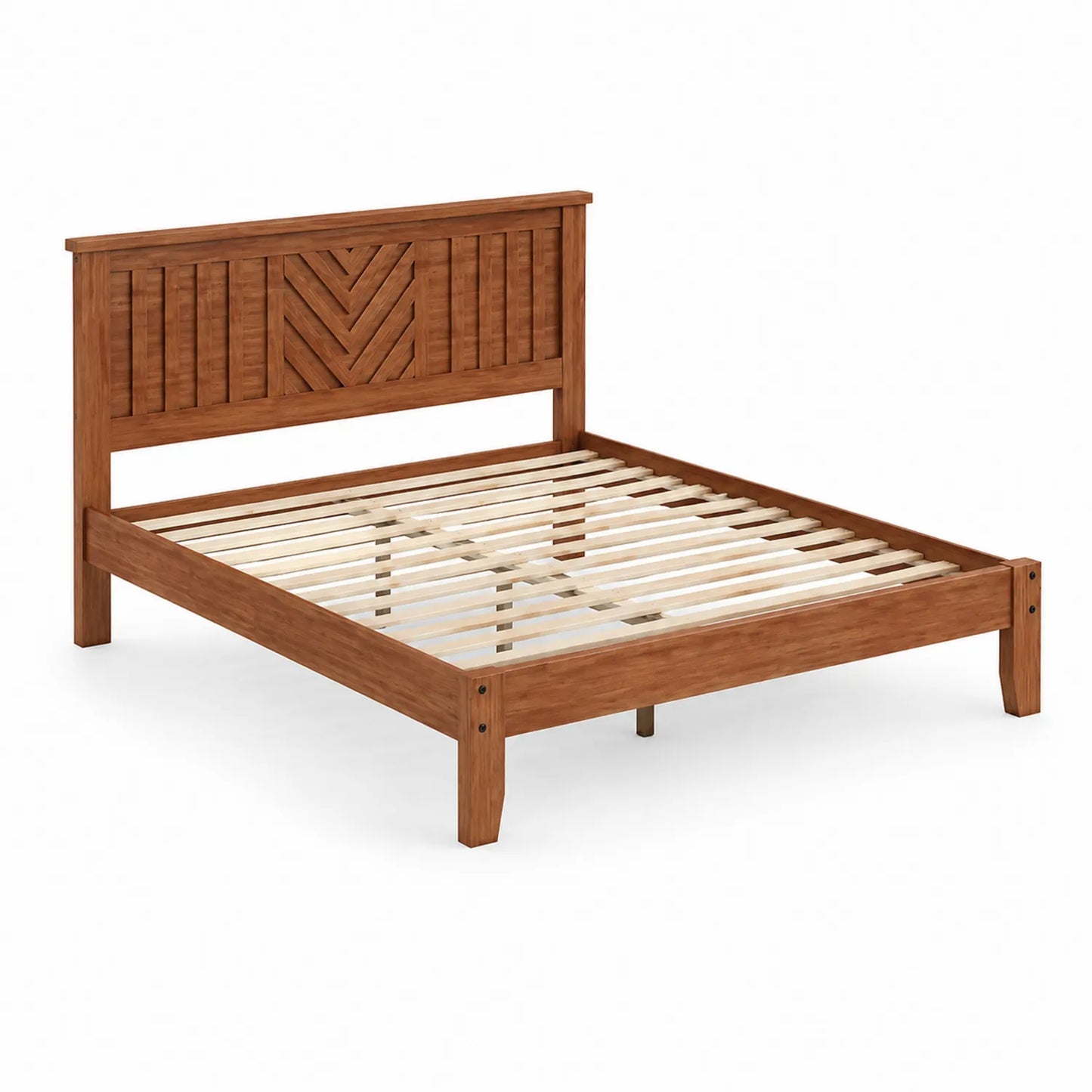 Cama de madera de pino con cabecero decorativo 200x150 cm