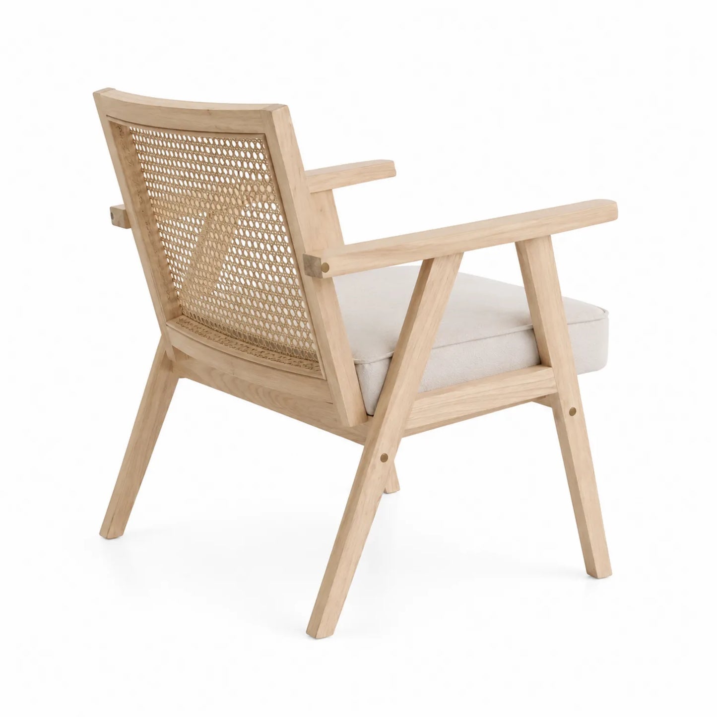 Silla de Madera de Roble con Respaldo de Ratán