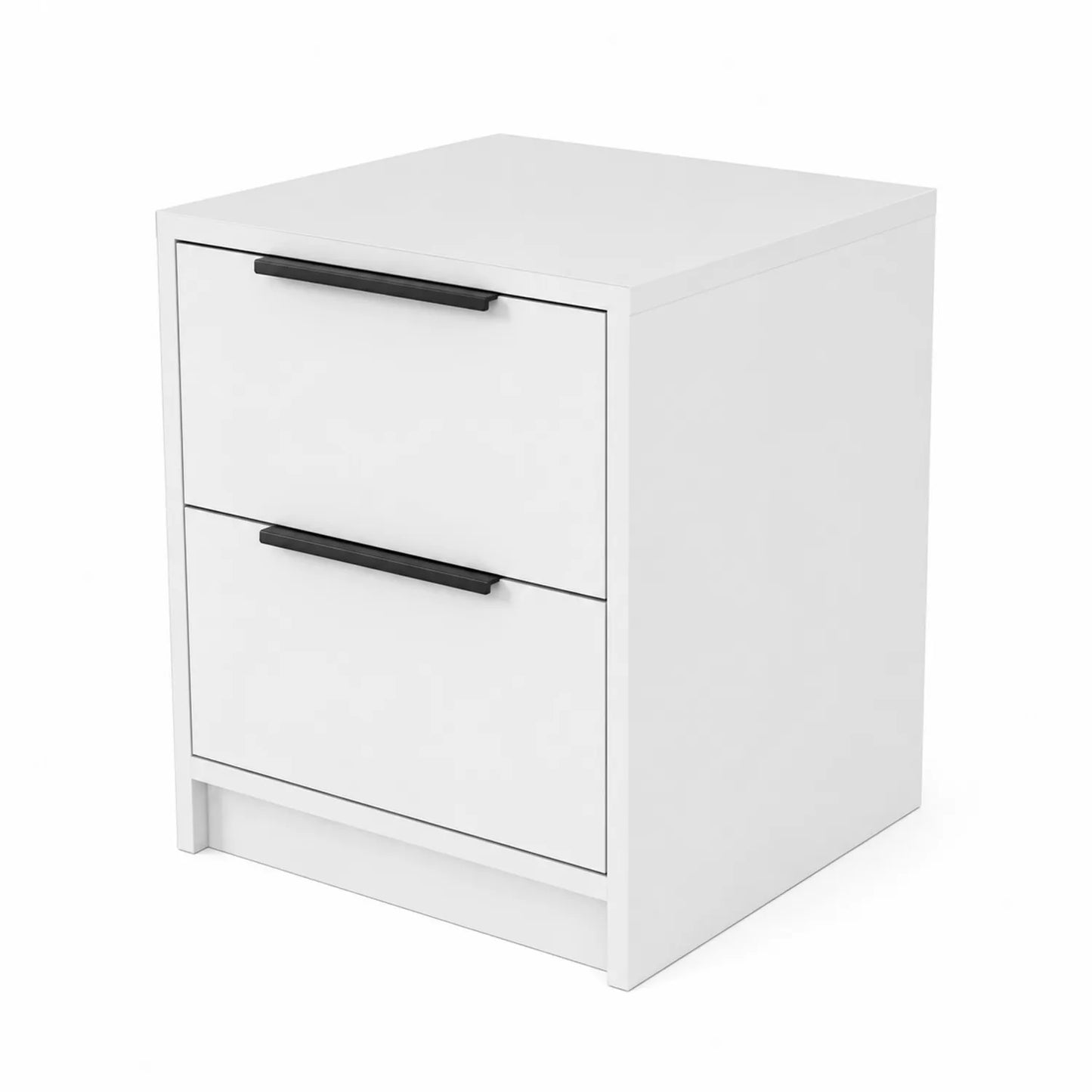 Mesita de noche de melamina blanca con 2 cajones 40x30x50 cm