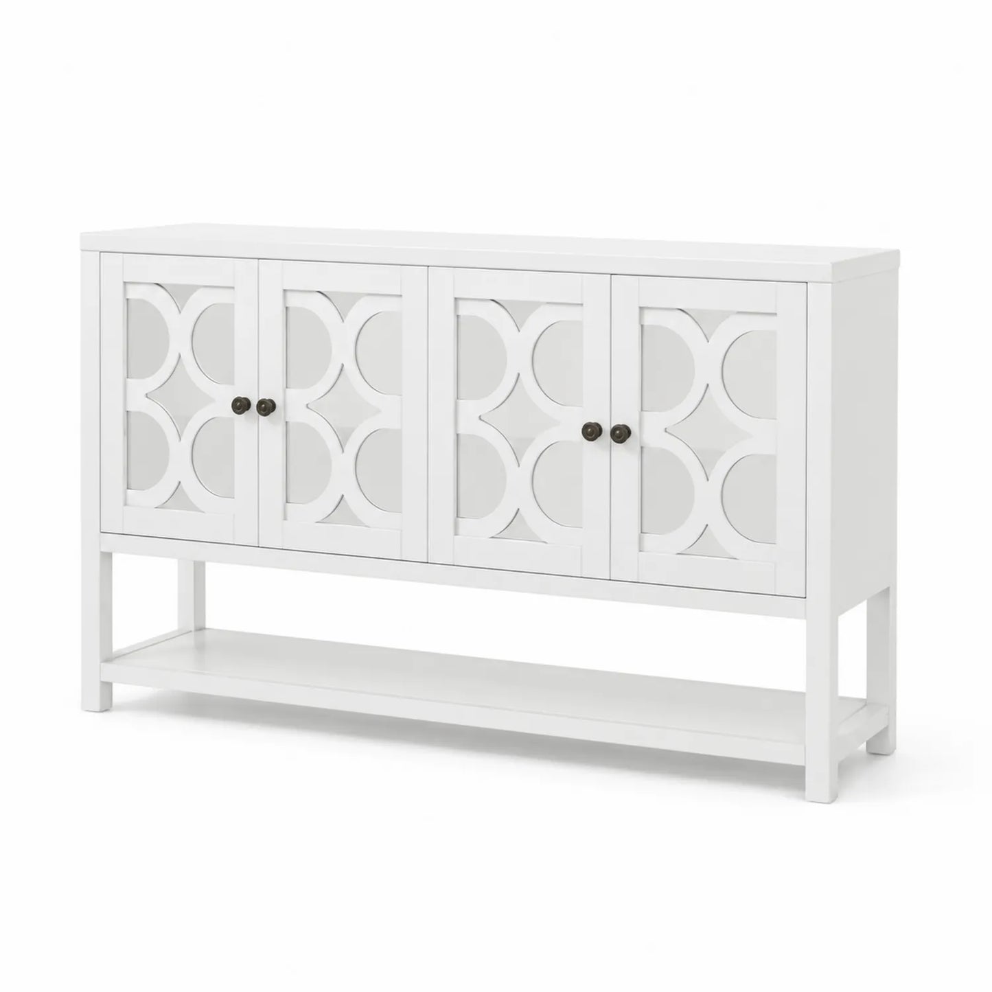 Aparador de Madera Blanca con Puertas Decorativas