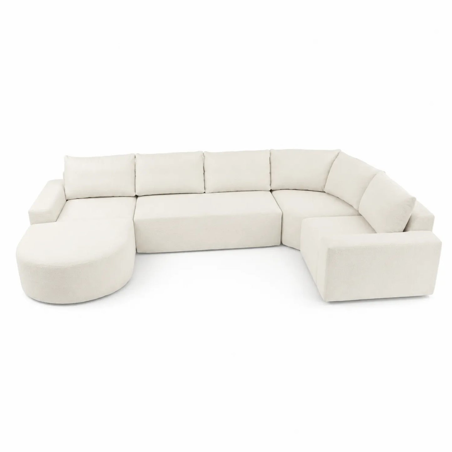 Sofá seccional en U beige de poliéster 330cm