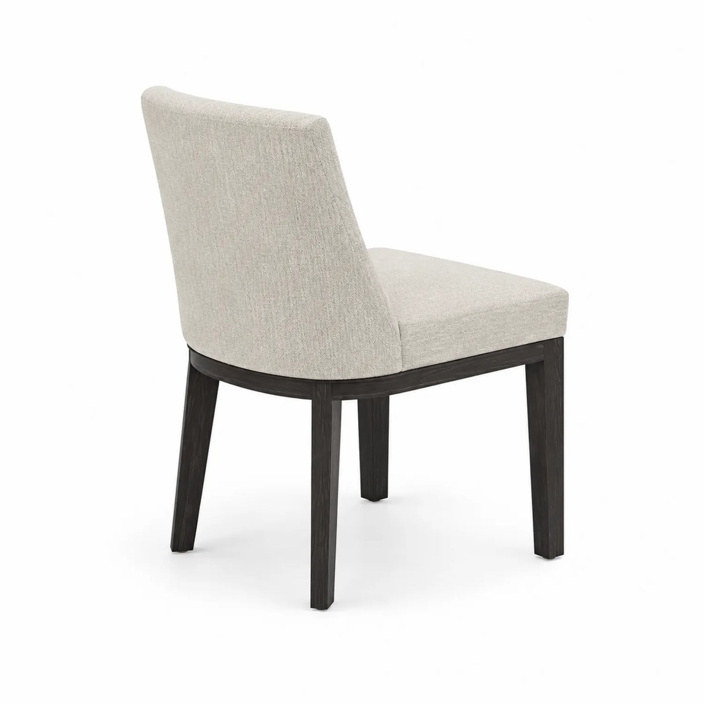 Silla de comedor tapizada beige con patas de madera