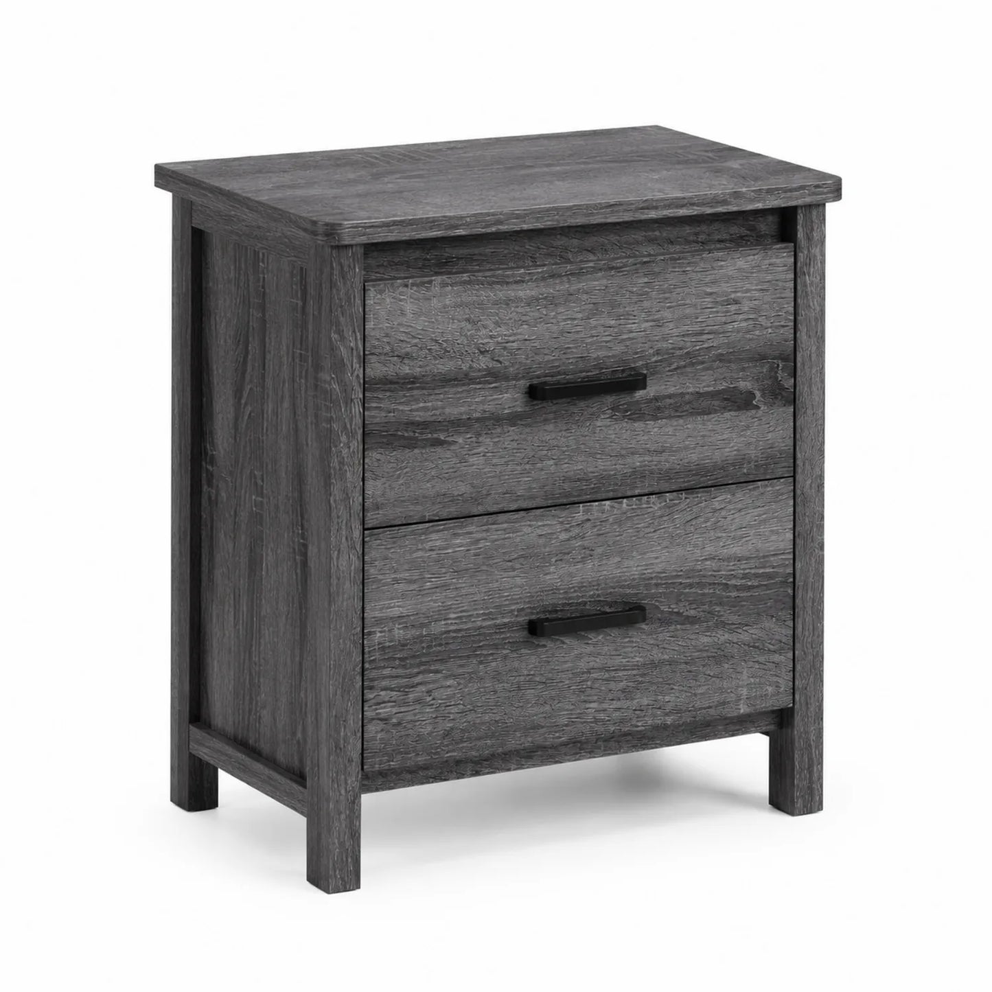 Mesita de Noche de Madera MDF con Dos Cajones Gris