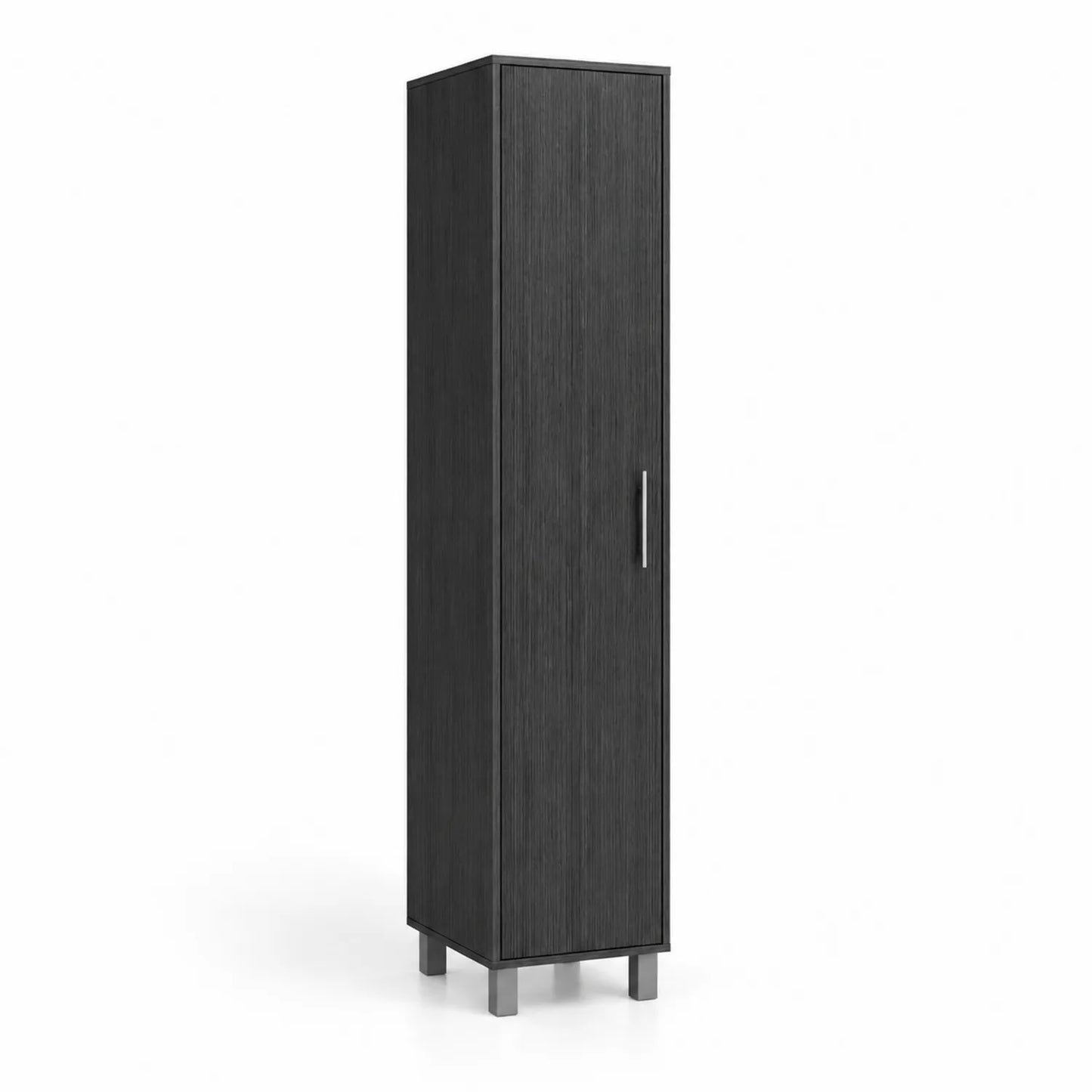 Armario Alto de MDF Negro con Puerta de 180 cm