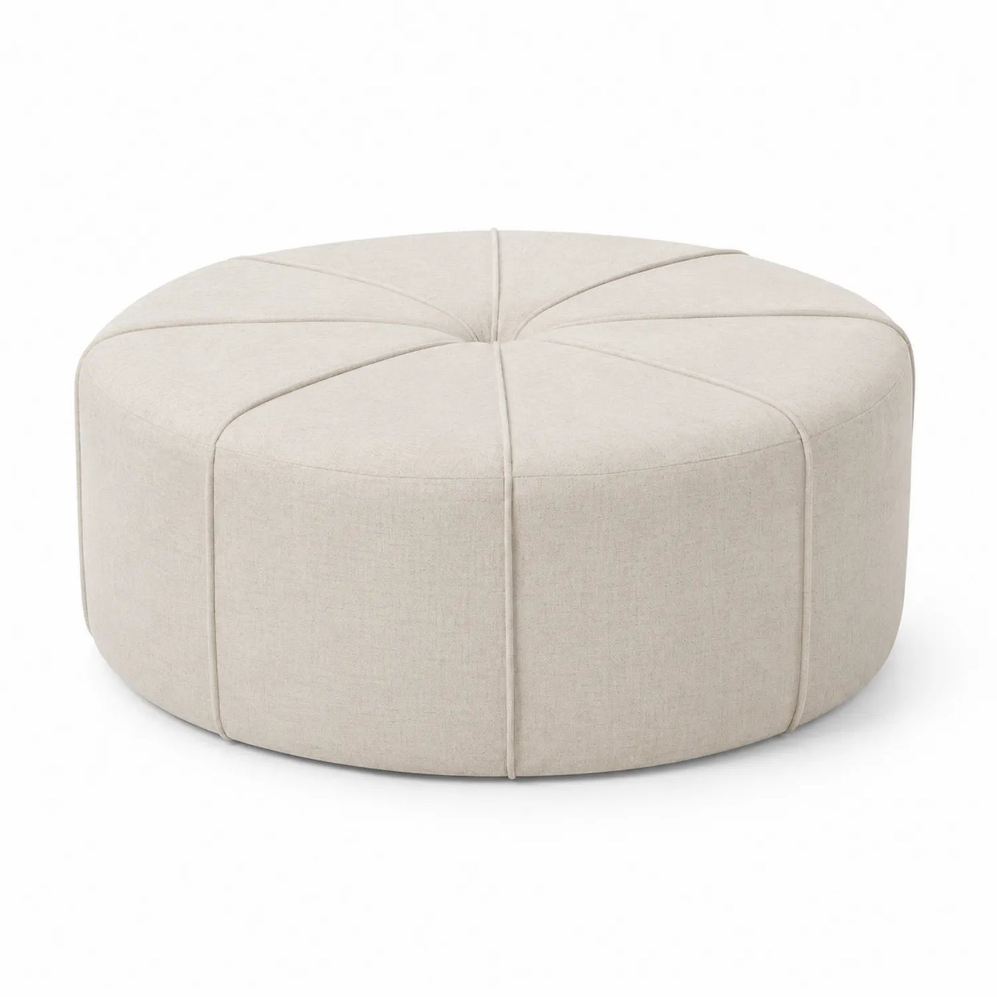 Puf redondo de tela beige 90cm