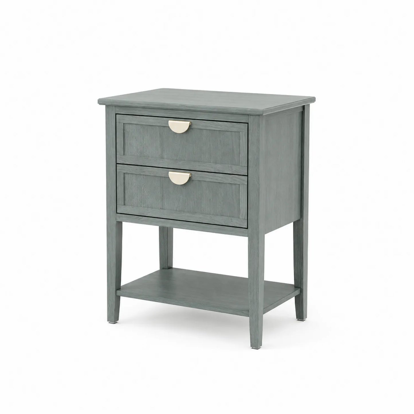 Mesita de Noche de Madera de Roble con 2 Cajones Gris