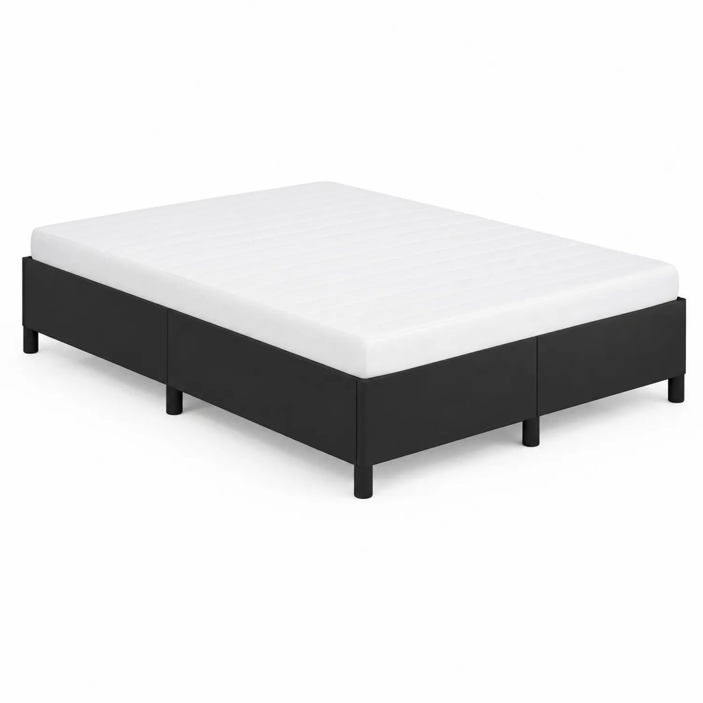 Cama doble con almacenamiento y colchón de espuma Negro/Blanco