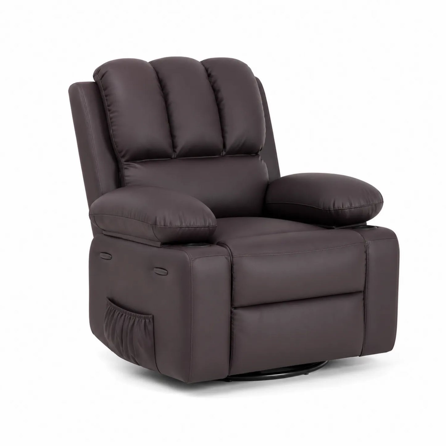 Sillón reclinable de cuero sintético marrón 100 x 90 x 85 cm