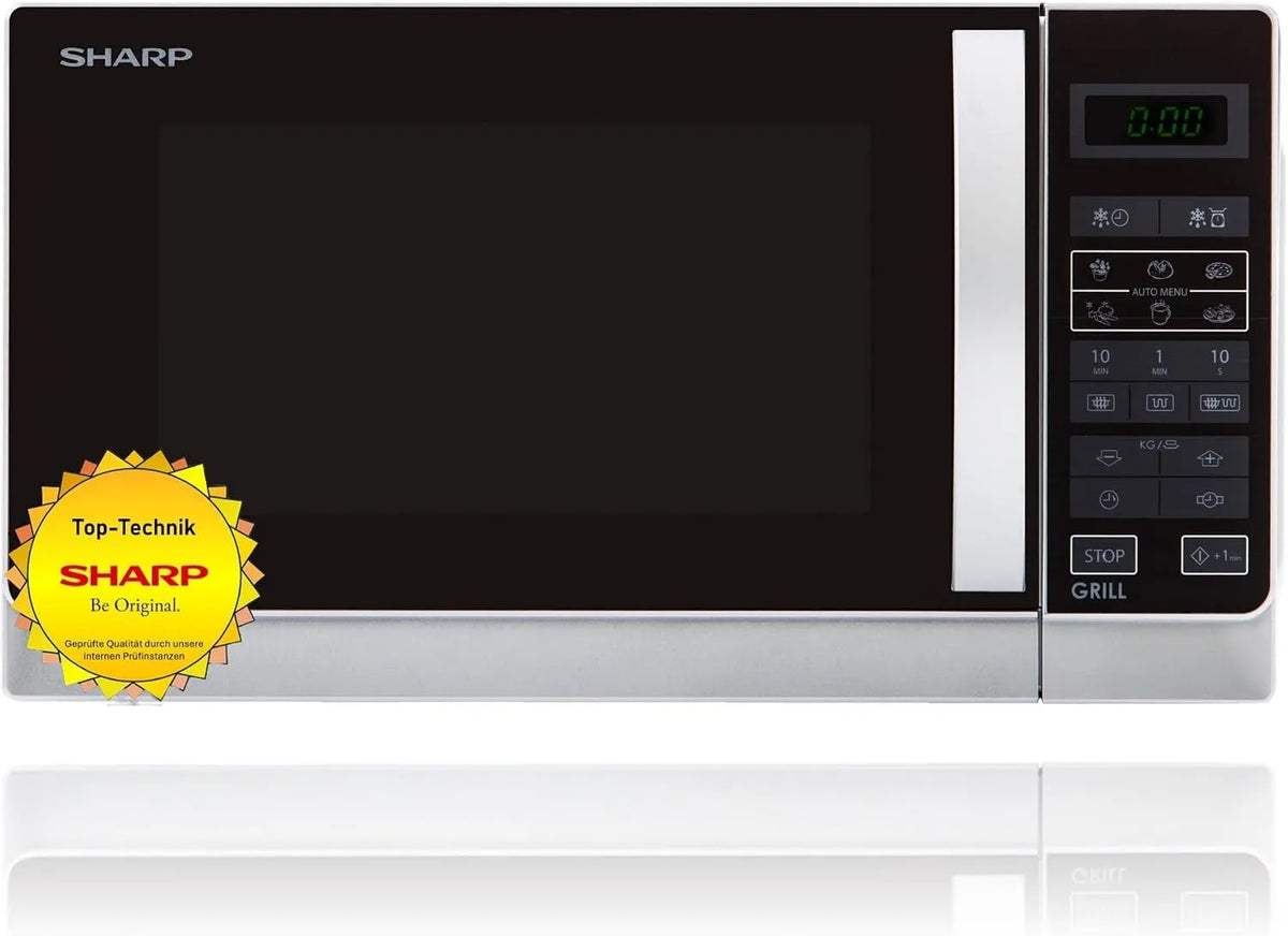 SHARP 2-in-1 R642INW, Solo-mikrobølgeovne, Mikrobølgeovn / 2- in-1 Grill Compact mikrobølgeovn enhed / dagslys skærm /, Sort / sølv, 1 G, 20L