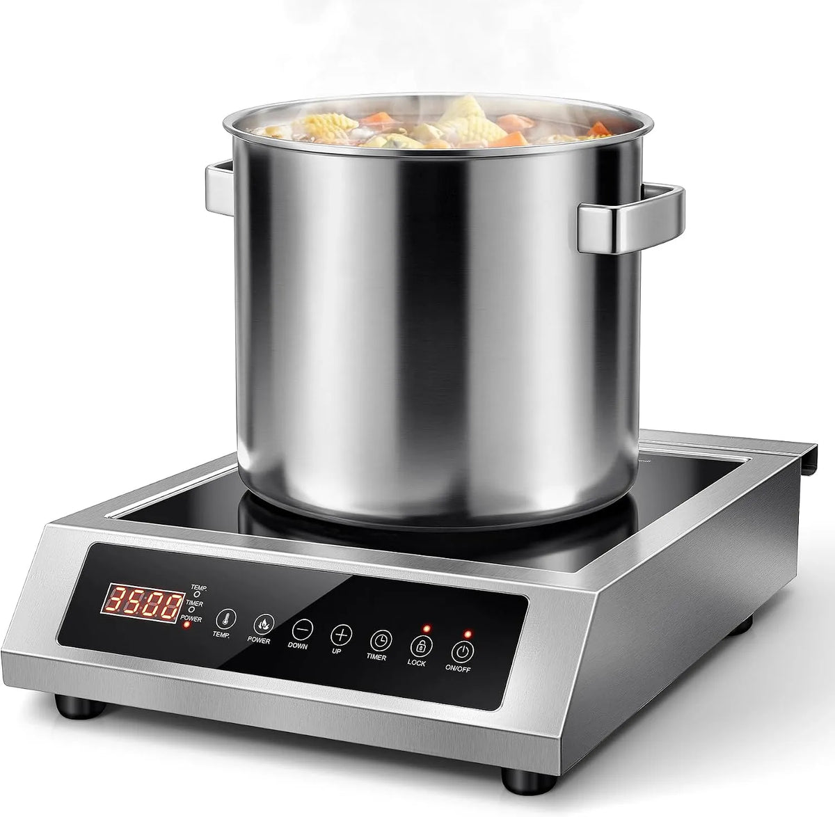 KICHPOWER 4-Stunden-Timer, Kogeplader, Induktionskogeplade, 3500W, enkelt induktionskogeplade, induktionskogetop, 50 KG, Sort