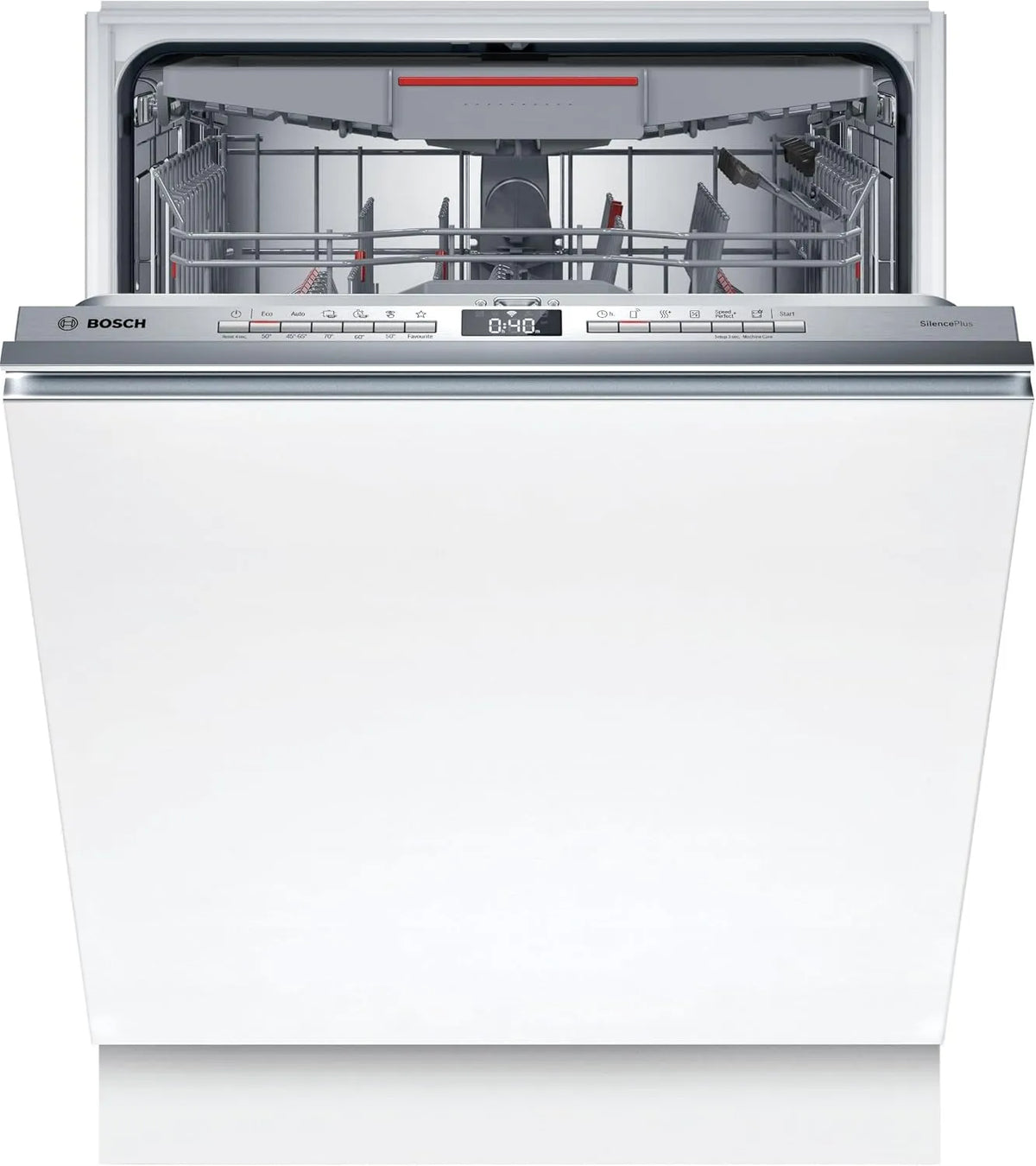 Bosch SMV4ECX27E, Opvaskemaskiner, 60 cm, Series 4 - Smart opvaskemaskine, fuldt optrækkelige, justerbare kurve, Sølv, 5 x 59, 8 x 55 cm