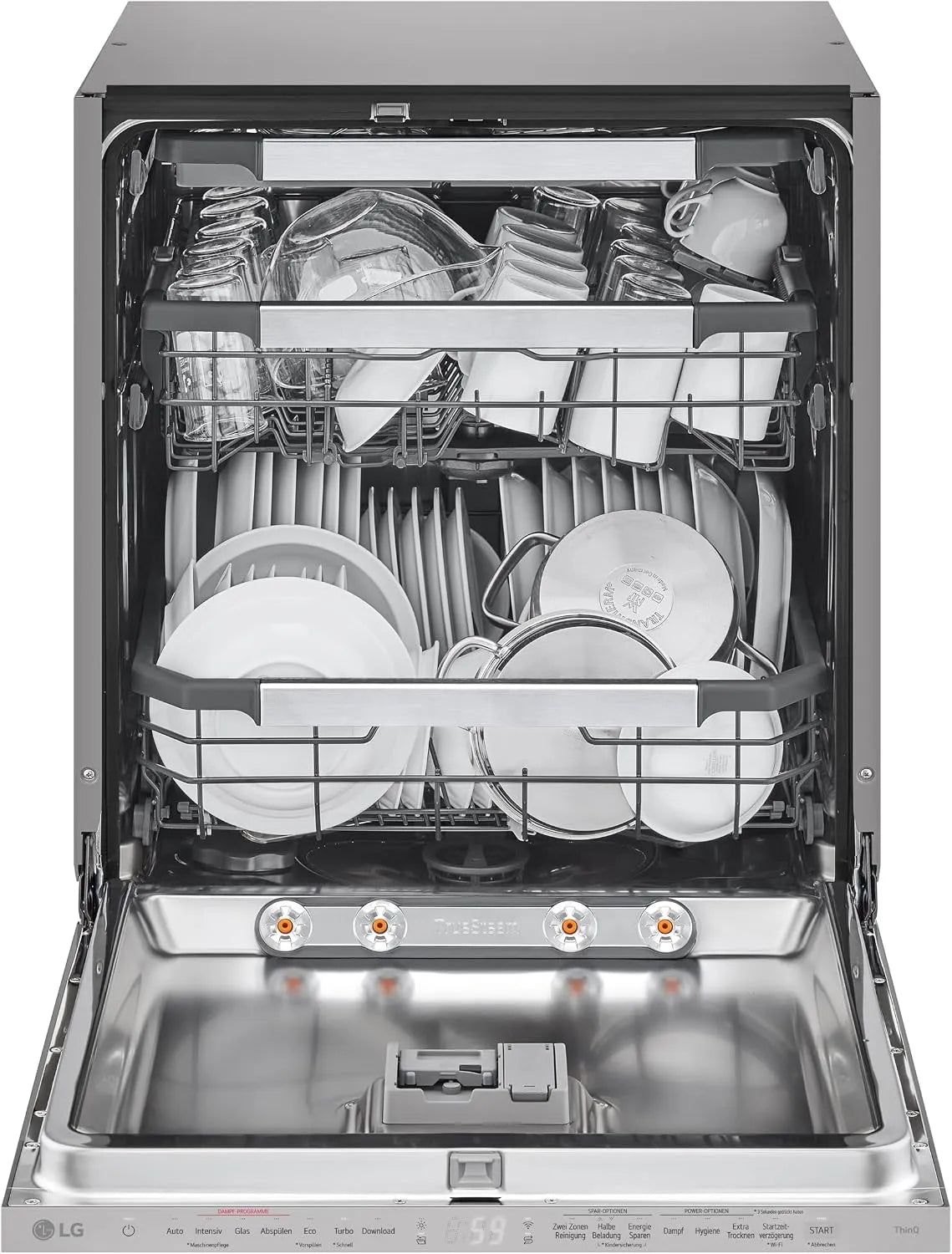 LG DB597TXS, Opvaskemaskiner, 60 cm, energiklasse A -20%, fuldt integreret opvaskemaskine, med bestik skuffe, Sølv