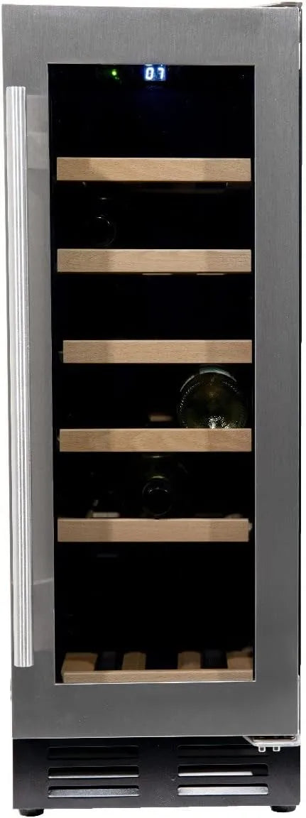 Vinata WK-60A-RVS WK-60A, Vin- og champagnekølere, RVS med rustfrit stål glasdør -18 flasker Vin klimaanlæg Vin køleskab, glas træ, Sølv, 22 g