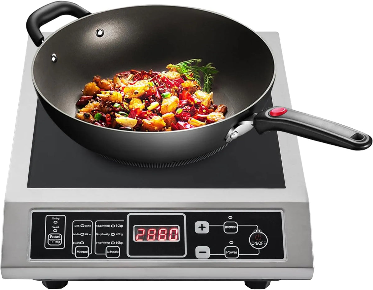 Ciounmb 3-Stunden-Timer 3timers, Kogeplader, Induktionsovn, 8 temperaturniveauer og 8 effektniveauer, induktionskogeplade, Sort, 3500W, 110, 2 l