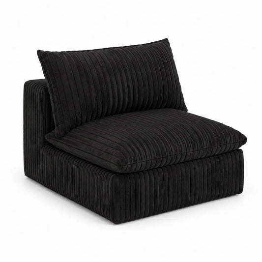 Sofá de 1 plaza de terciopelo acanalado negro 100x90x80 cm