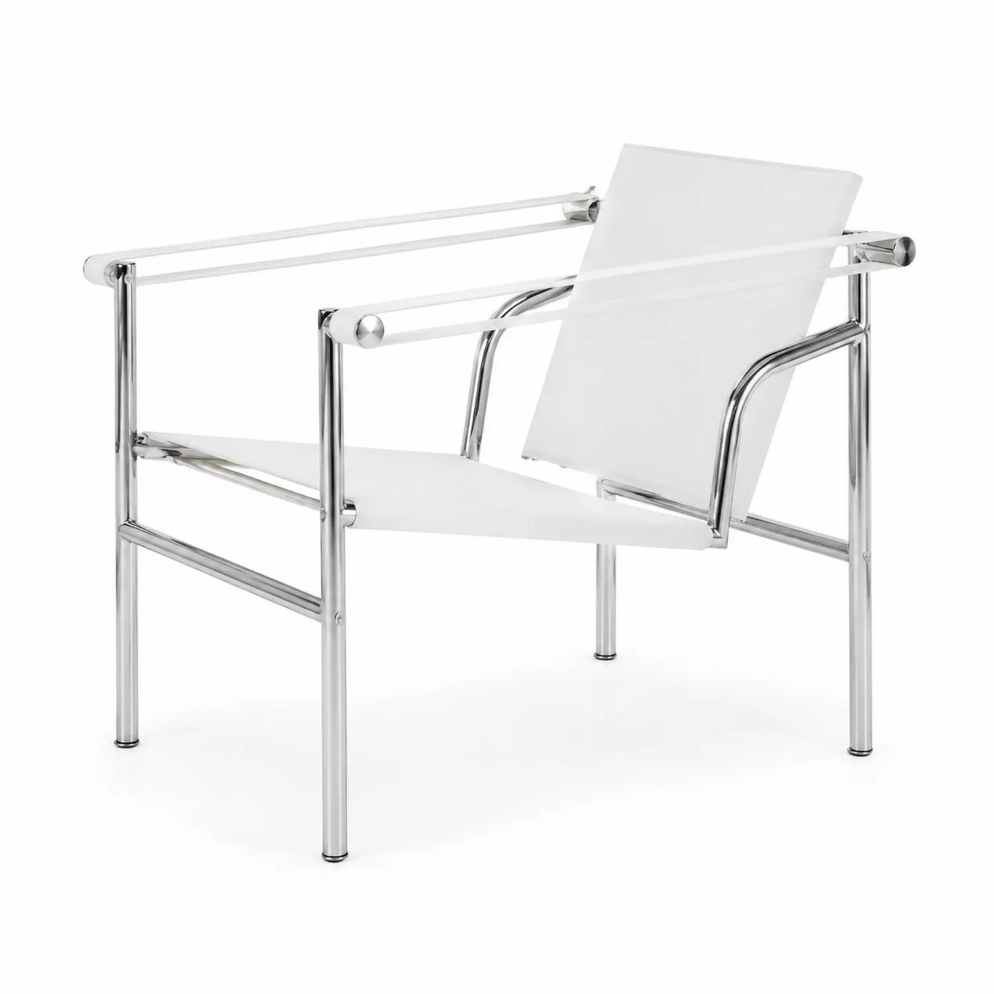 Silla de Metal y Cuero Sintético Blanco