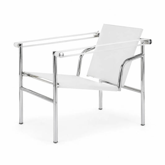 Silla de Metal y Cuero Sintético Blanco