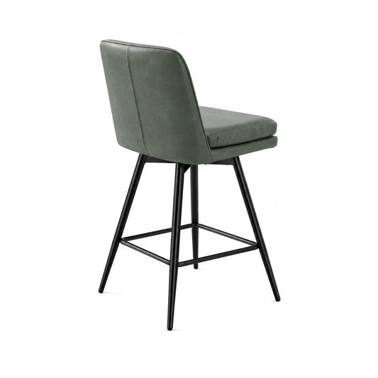 Taburete de bar de cuero sintético con patas metálicas