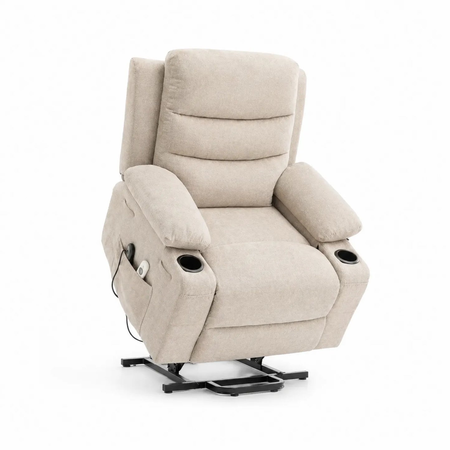 Sillón reclinable eléctrico de poliéster beige