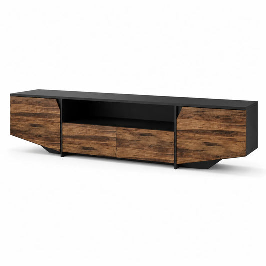 Mueble de TV de Madera y Metal Negro 180x40x45 cm