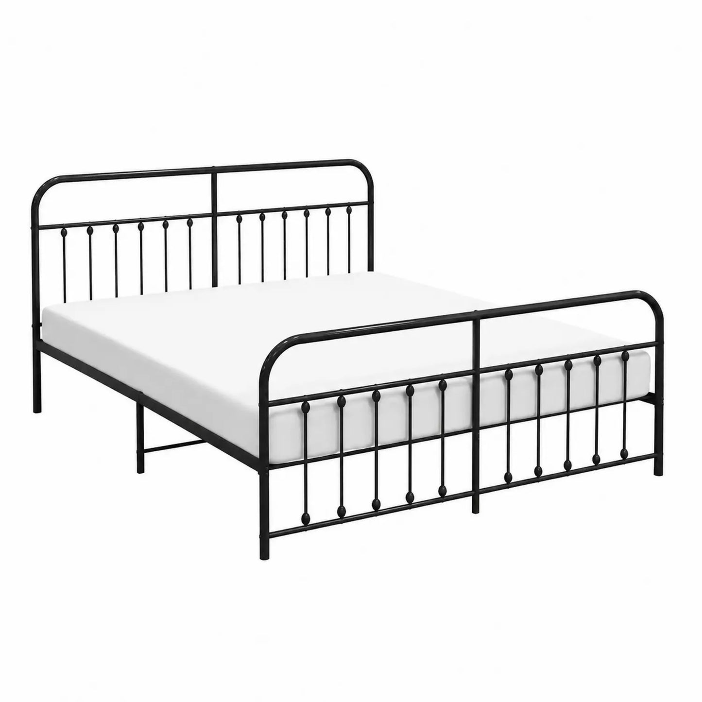 Cama doble de metal negro 200x150 cm