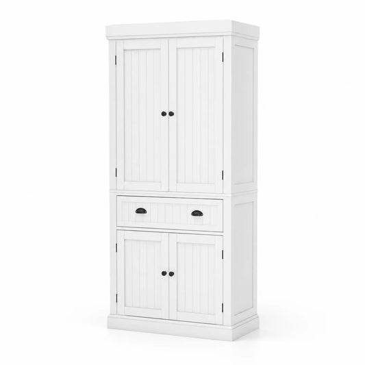 Armario de Almacenamiento de Madera de Pino Blanco con Puertas y Cajón