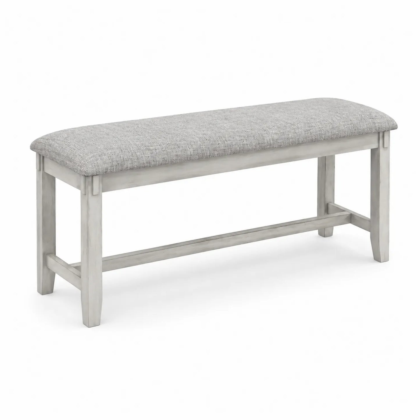 Banco de madera y tela de poliéster gris 120x40x45 cm