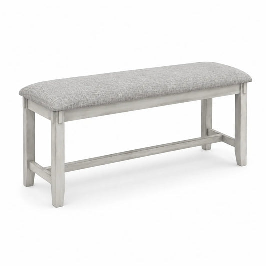 Banco de madera y tela de poliéster gris 120x40x45 cm