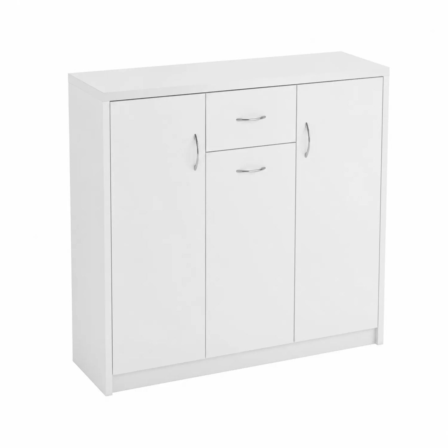 Armario zapatero blanco de aglomerado 3 puertas 1 cajón 80x30x90 cm