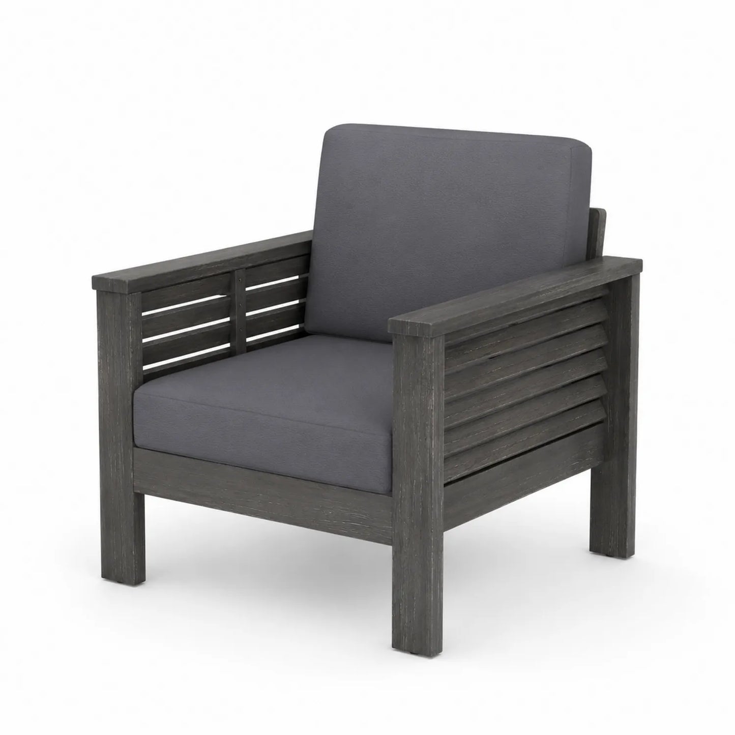 Silla de Madera de Eucalipto Gris con Cojines de Poliéster