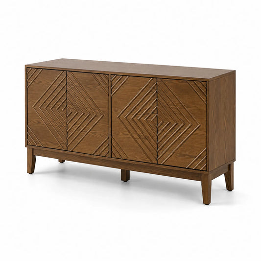 Aparador de Madera Maciza Marrón con Patrón Tallado 160x45x75 cm