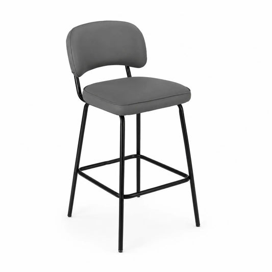 Silla de bar de metal y PU gris