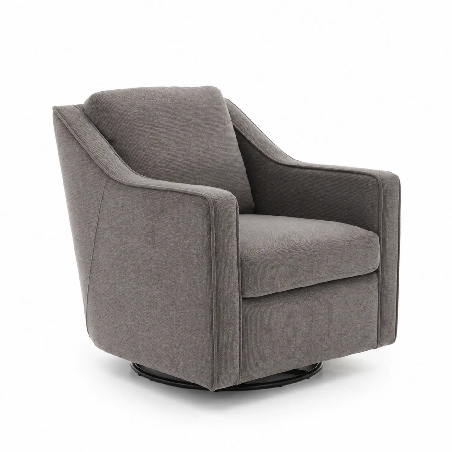 Sillón Giratorio de Poliéster Gris con Base Metálica 75x82x88 cm