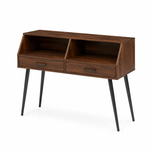 Mesa consola de madera con patas de metal