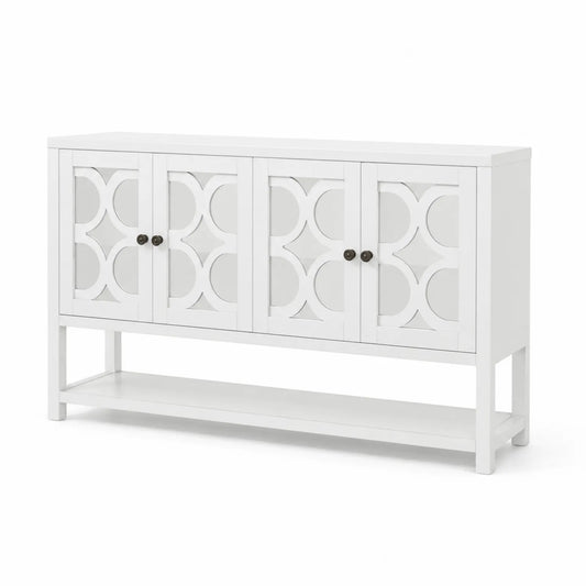 Aparador de Madera Blanca con Puertas Decorativas