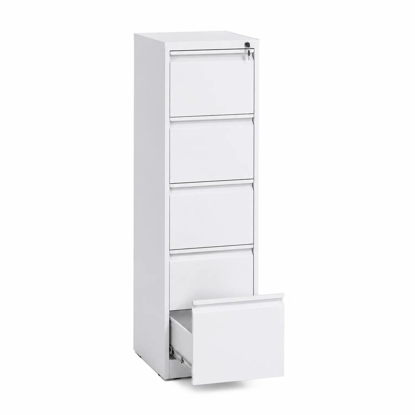 Archivador de Acero Blanco con 5 Cajones y Cerradura