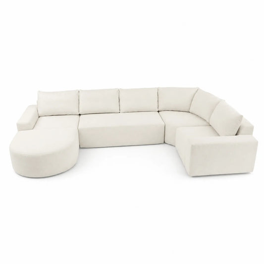 Sofá seccional en U beige de poliéster 330cm