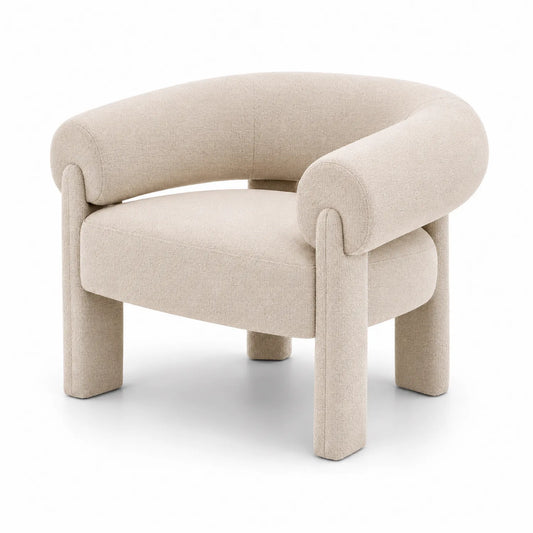 Silla de salón de tela con respaldo semicircular