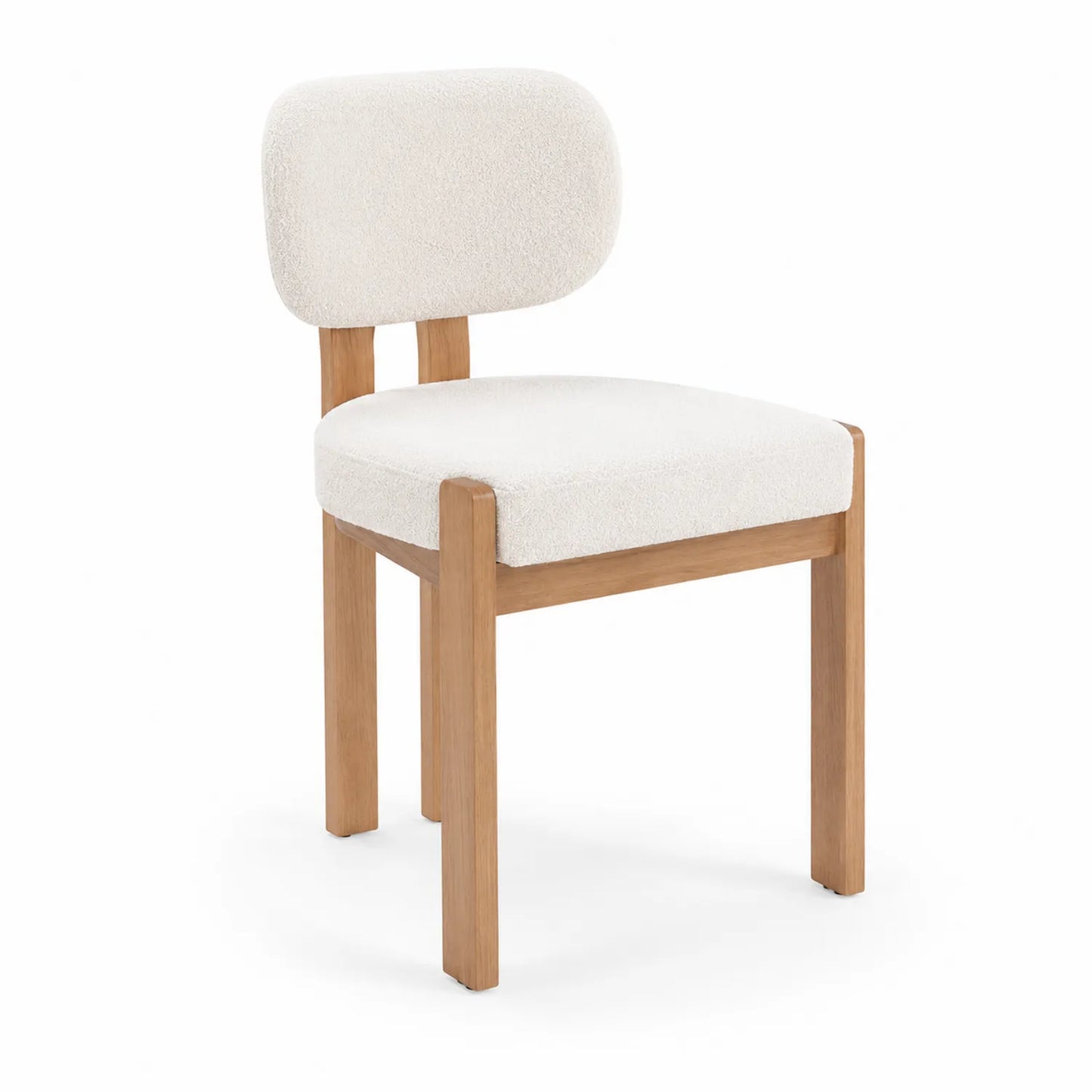 Silla de comedor de madera y tela crema