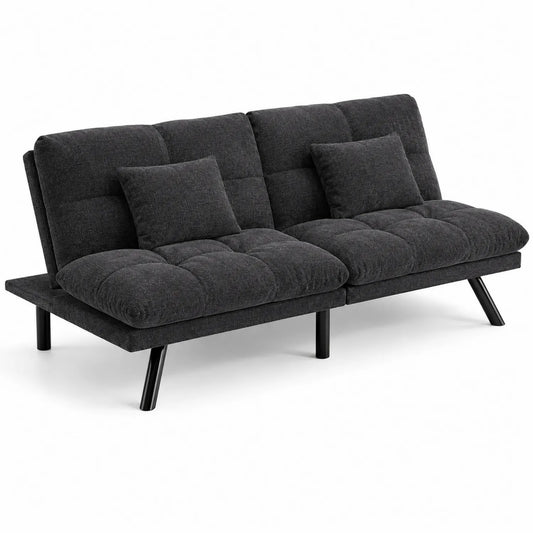 Sofá cama con tela de poliéster y patas de metal, 190cm