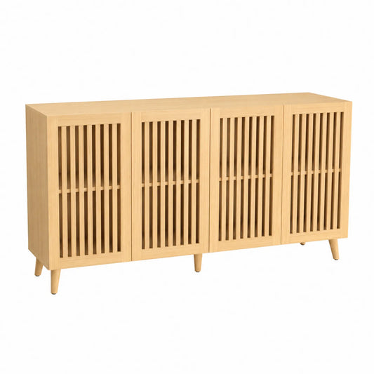 Aparador de madera con puertas de listones 160x40x80 cm