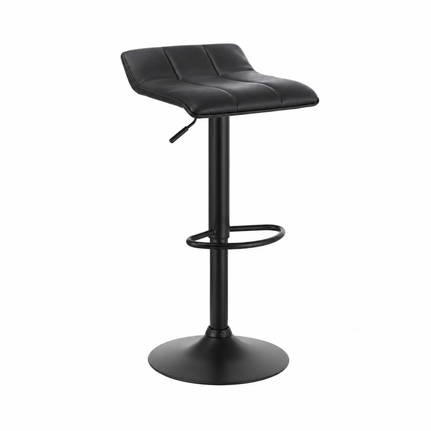Taburete de cuero sintético negro con base de acero
