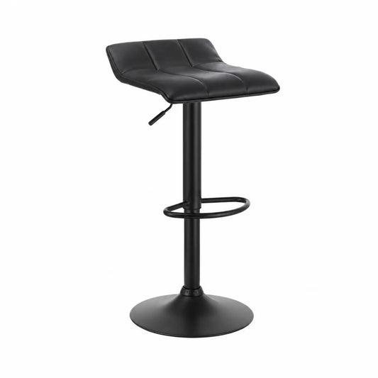 Taburete de cuero sintético negro con base de acero