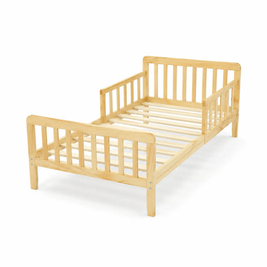 Cama infantil de madera de pino con barandillas laterales