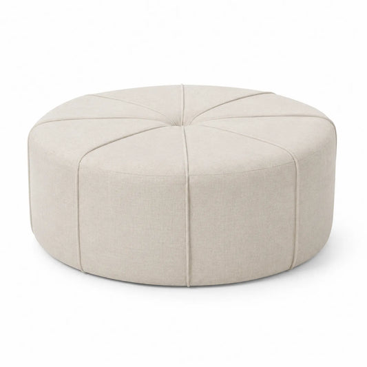 Puf redondo de tela beige 90cm