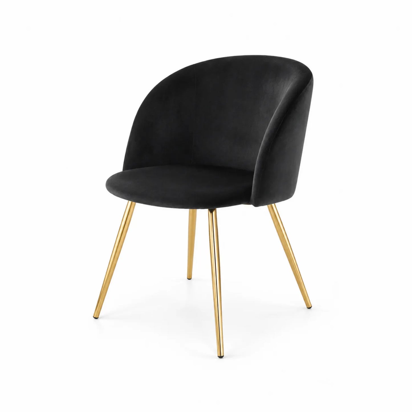 Silla de terciopelo negro con patas doradas
