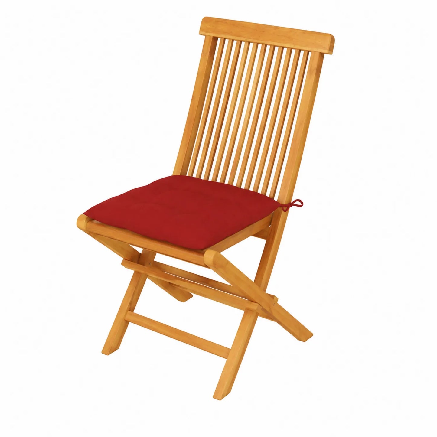 Silla Plegable de Madera de Acacia con Cojín de Poliéster Rojo