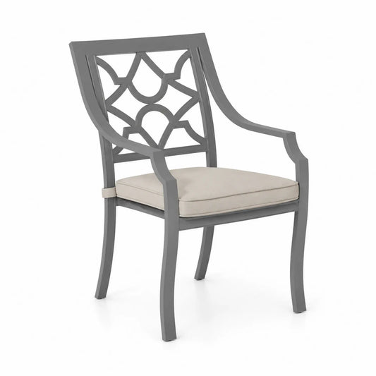 Silla de Aluminio Gris con Cojín Beige