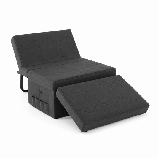 Sofá cama ajustable de poliéster y metal, Gris Oscuro