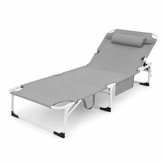 Tumbona Ajustable de Aluminio y Tela Oxford Gris
